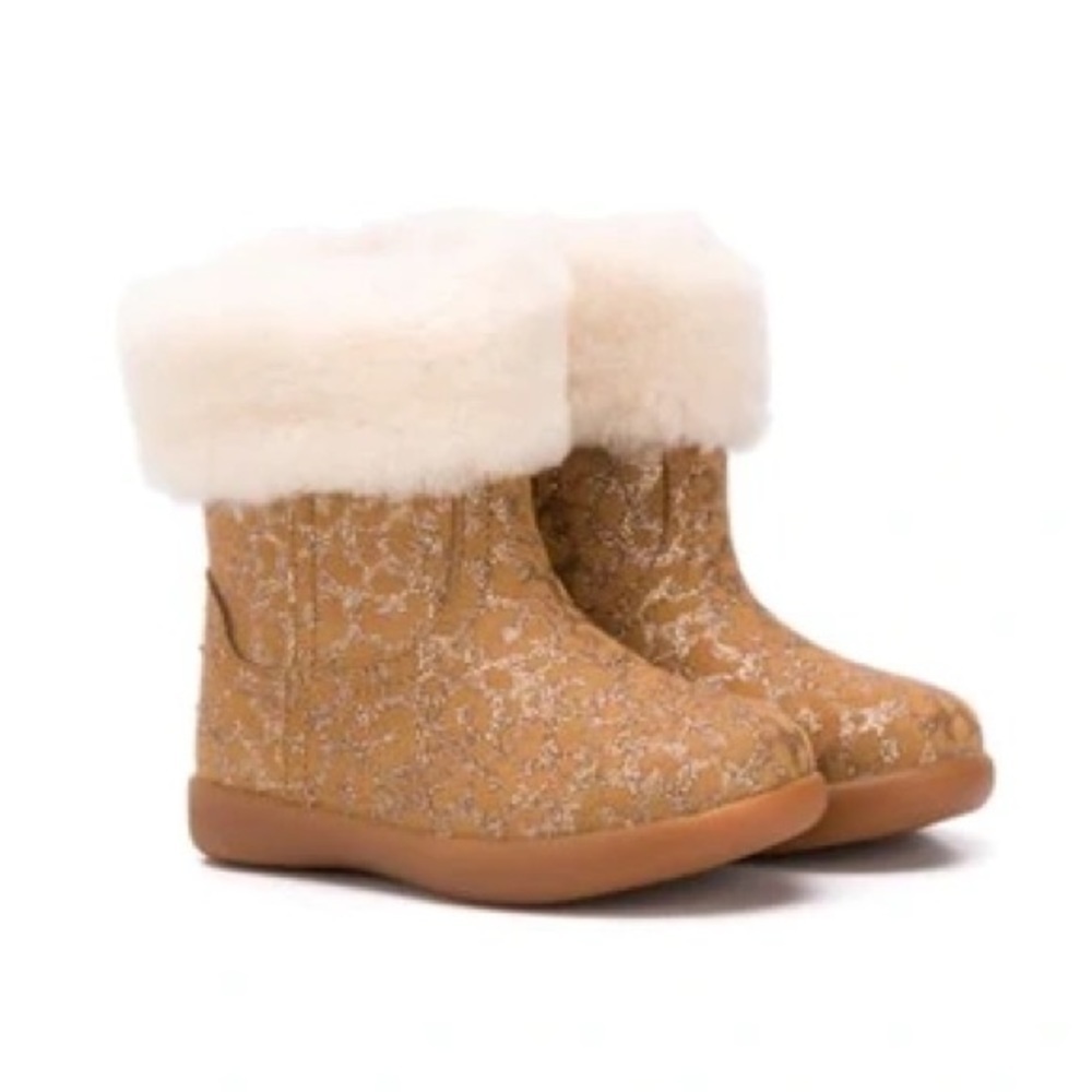 UGG Jorie II Glitter Leopard Genuine Shearling Boot Size 4/5 12-18 Months
